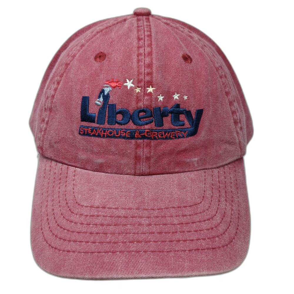 HeadShot Baseball Cap Red One Size Slideback Liberty Steakhouse Brewery Hat SC